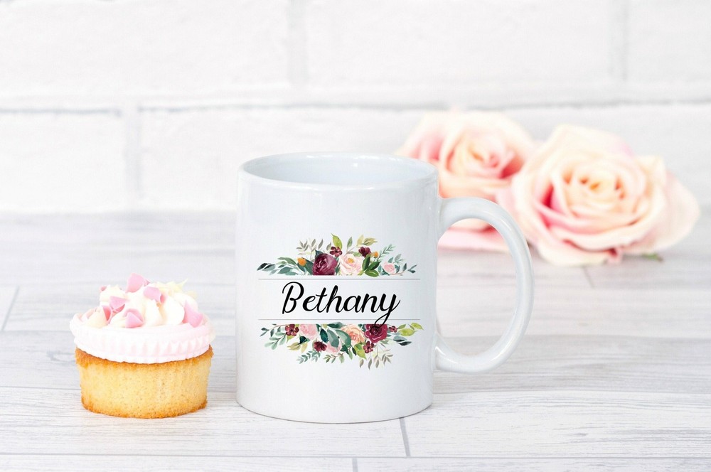 Personalized Monogram Mug Floral Initial Letter Name Mug