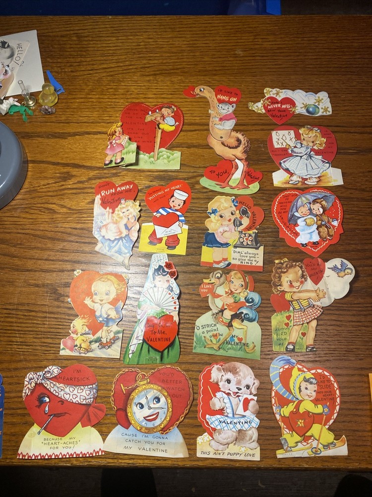 Vintage Ameri Card Die Cut Used Valentines For Scrapbooking Crafting 16 Total