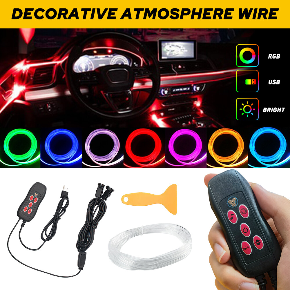 4M RGB Auto Car Interior Atmosphere Wire Strip LED Light Decor Lamp Accessories