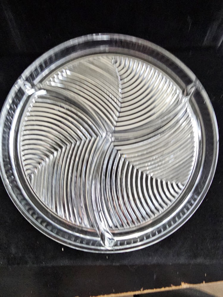 Vintage 3-Section Glass Snack Dish for Nuts Candy Appetizers