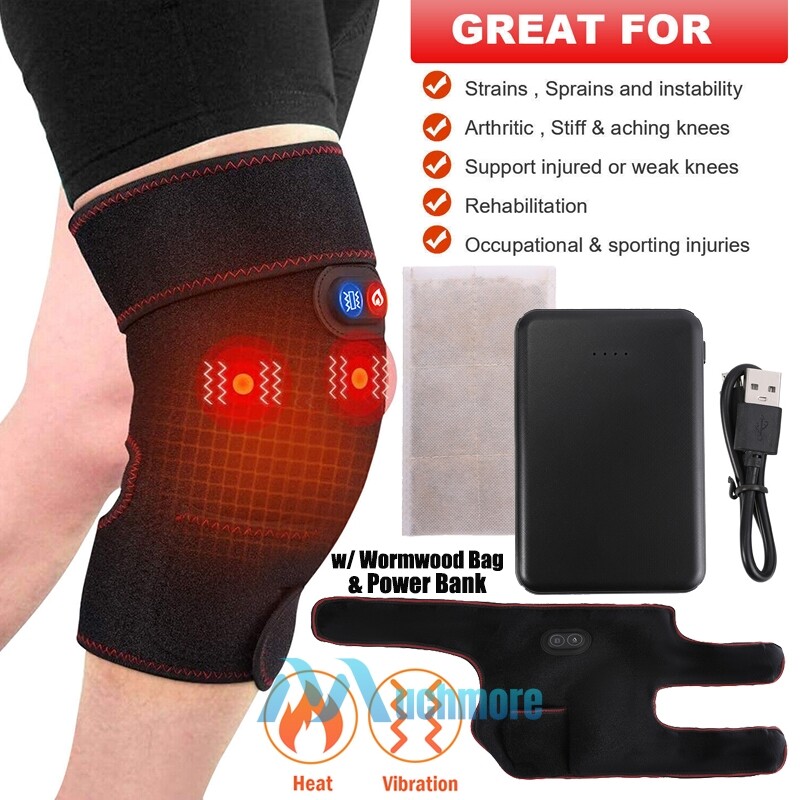 Electric Heated Knee Massager Brace for Pain Relief Warm Therapy Vibration Gym Recovery