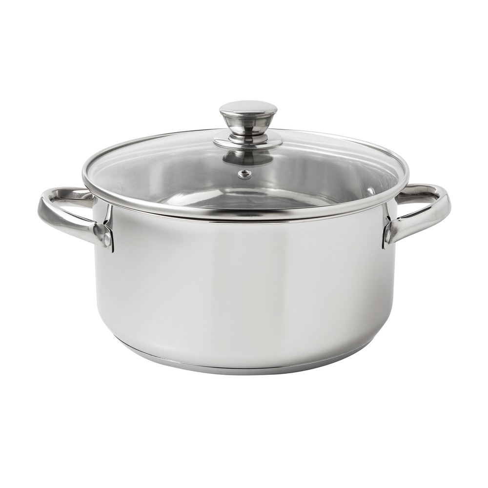 Mainstays Stainless Steel 5-Quart Dutch Oven with Glass Lid, Riveted Handles