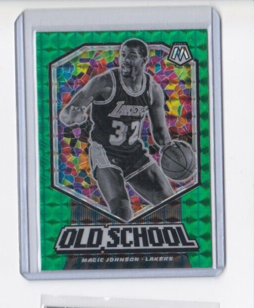 MAGIC JOHNSON 2019-20 MOSAIC GREEN PRIZM PARALLEL OLD SCHOOL INSERT-SHIPS FREE