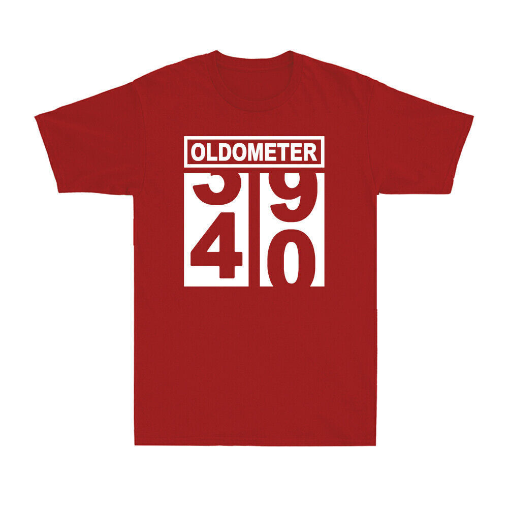 Oldometer 40th Birthday Gift Funny Matching Birthday Party Men's Cotton T-Shirt