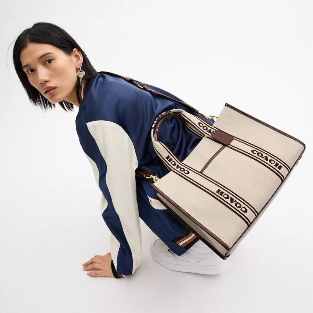 COACH Smith Tote CS617 Canvas Leather Women Bag Beige New Outlet