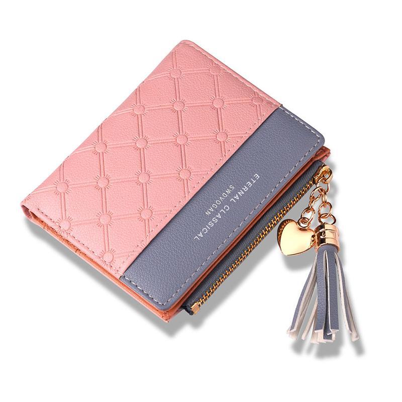 Modern Multicolor Leather Button Purse for Women - Small Solid Love Gift  