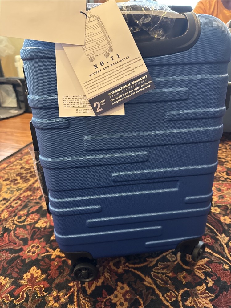 Coolife Suitcase Carry-On Hardside Travel Luggage TSA Lock Spinner Blue