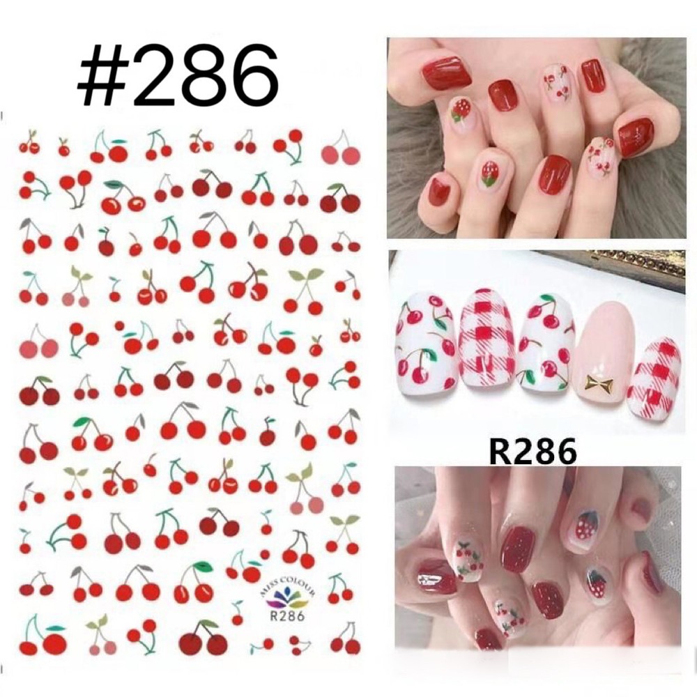 Cherry Nail Decals Nail Stickers Nail Art Peel & Apply