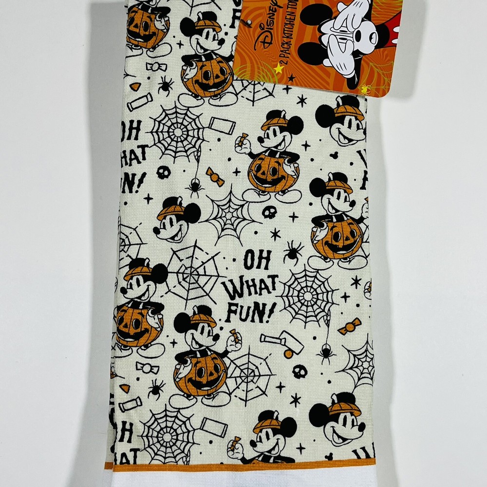 Disney Mickey Mouse Halloween 2 Pack Hand Bath Kitchen Towels Oh What Fun NEW