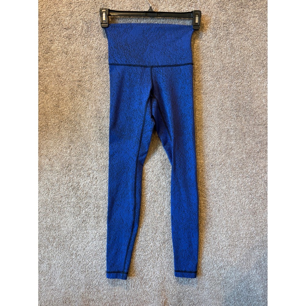 Lululemon Blue Black Static Print High Rise Leggings Womens