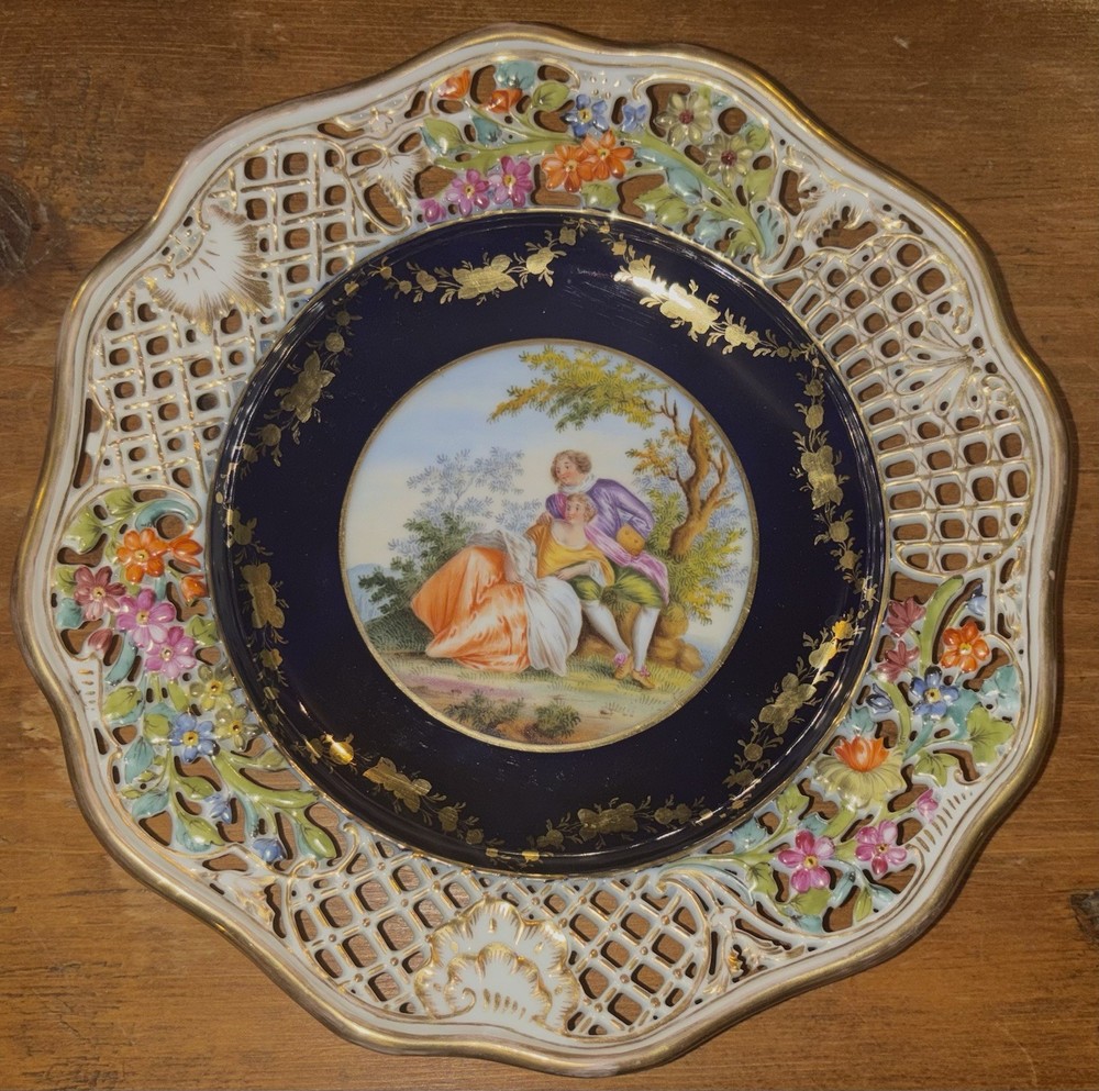 Lovely Antique Ernst Teichert Dresden Porcelain Cabinet Plate