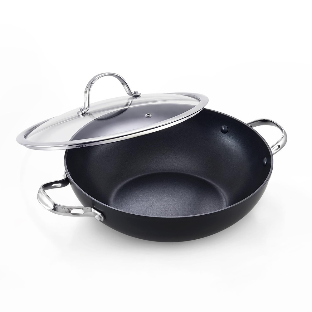 12-Inch Hard Anodized Nonstick Everyday Pan with Glass Lid – Chef's Essential