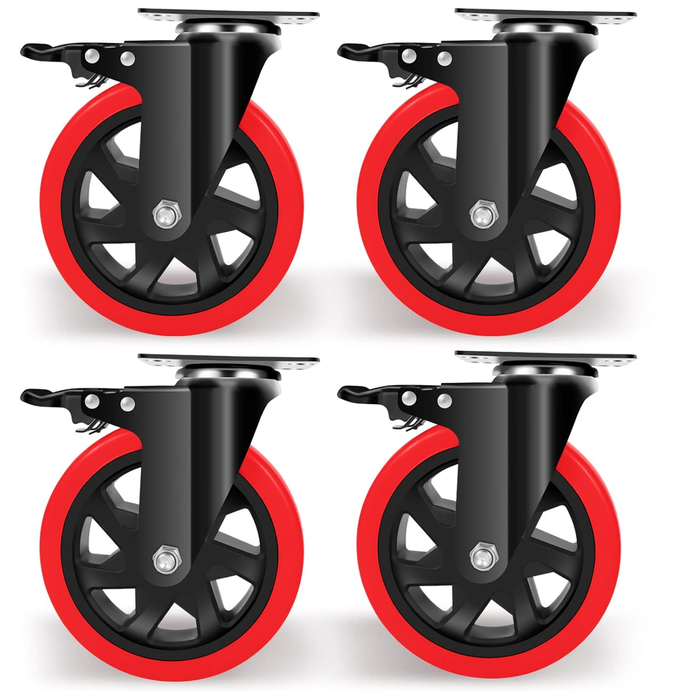 6 Inch Heavy Duty Caster Wheels, Industrial Casters Set of 4, Locking Industrial