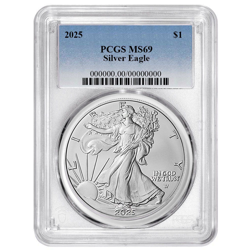2025 $1 American Silver Eagle PCGS MS69 Blue Label