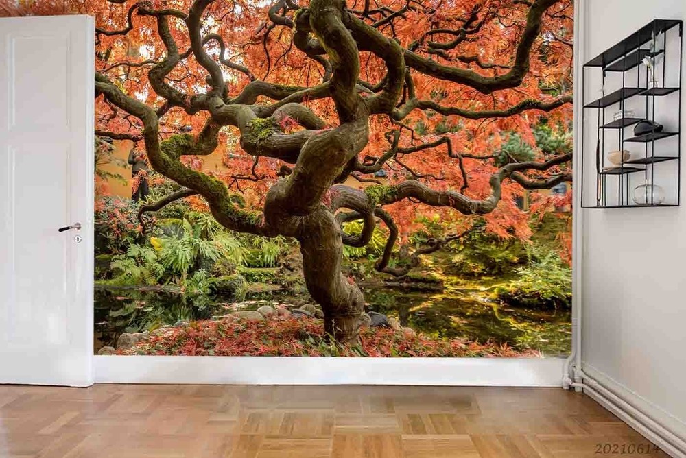 3D Tree Plant Autumn Landscape Wall Murals Wallpaper Murals Wall Sticker