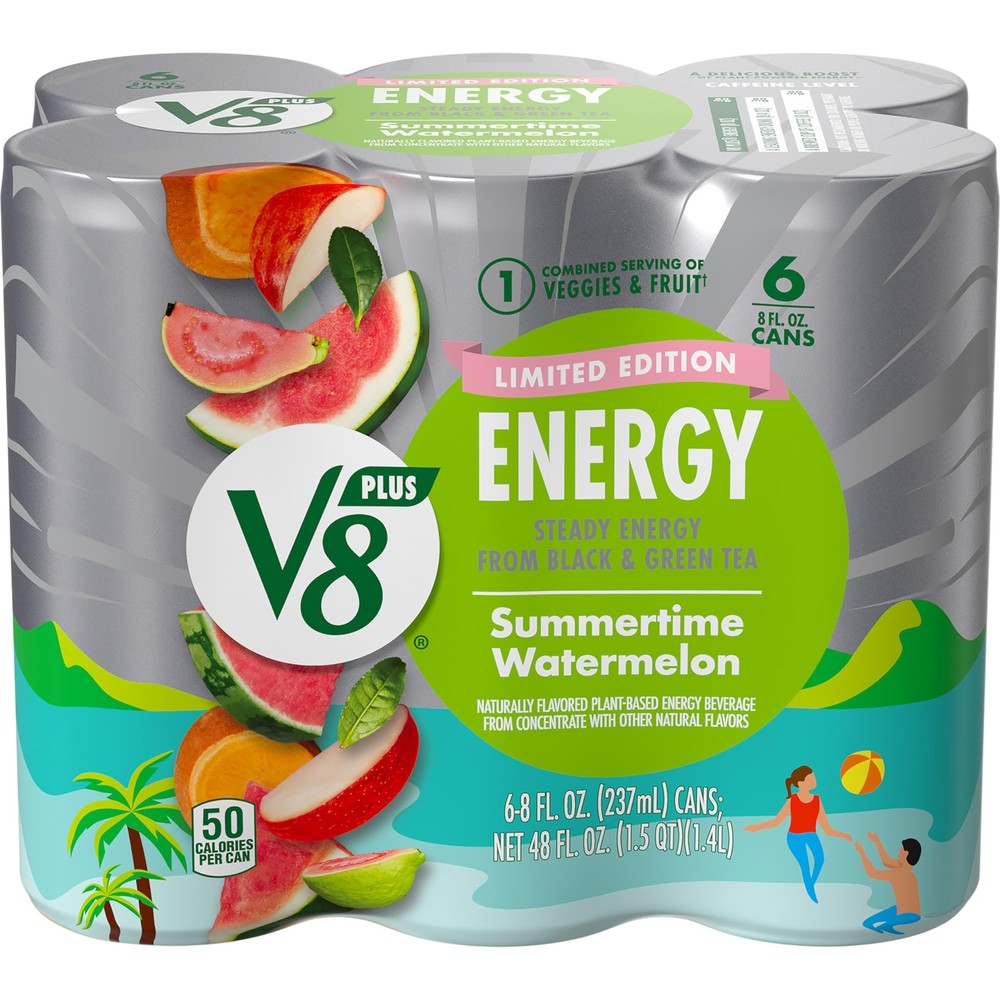 Limited Edition Summertime Watermelon Juice Energy Drink 8 fl oz Can 6 Pack