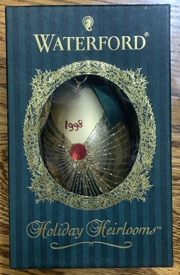 Waterford 1998 Happiness Egg Christmas Ornament Limited Edition Holiday Heirloom