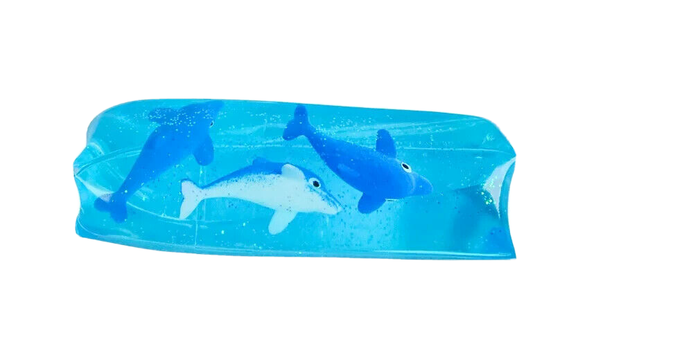 1 Dolphin Water Wiggler Squeeze Stress Relief Toy / Fidget & Sensory Squishy Fun
