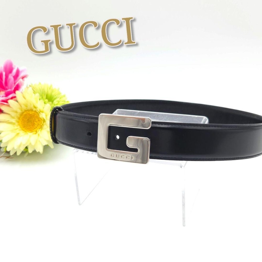 GUCCI G Logo belt in black leather with silver hardware authentic Made in Italy