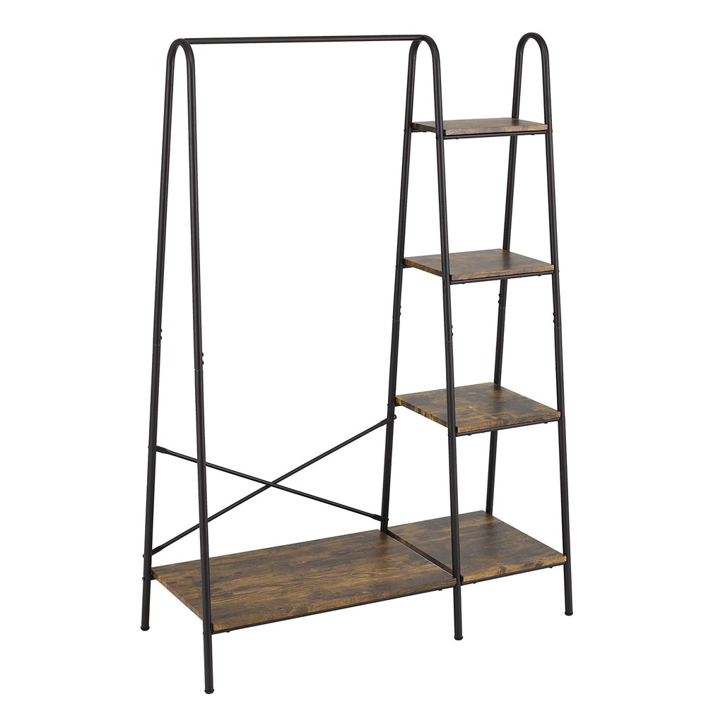 Rustic Heavy Duty Garment Rack for Hanging Clothes with Sturdy Wood Frame