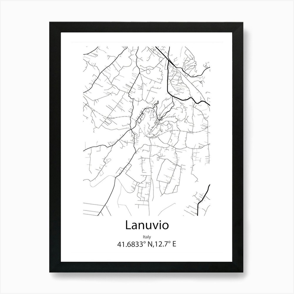 Lanuvio,Italy Minimalist Map Art Pr Framed Wall Art Poster Canvas Print Picture