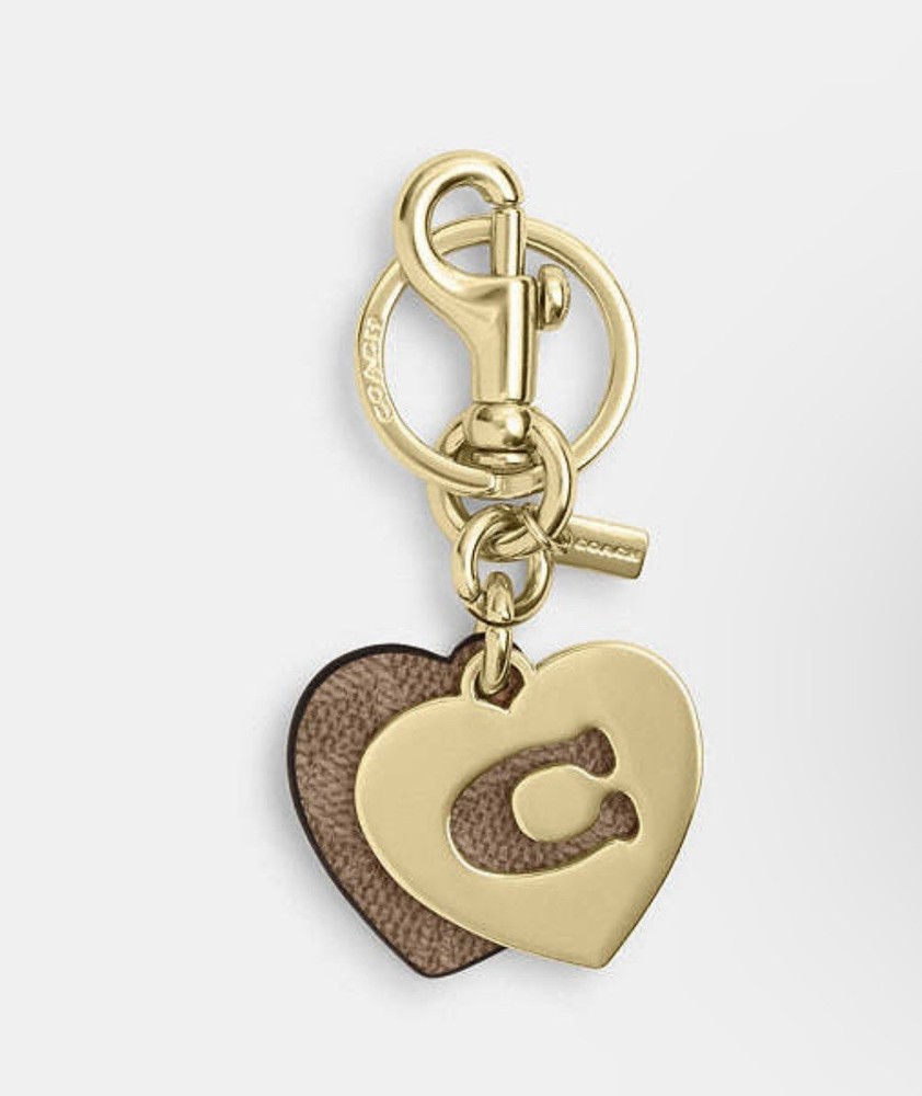 Coach Hearts Key Ring - Signature Canvas in Rich Brown