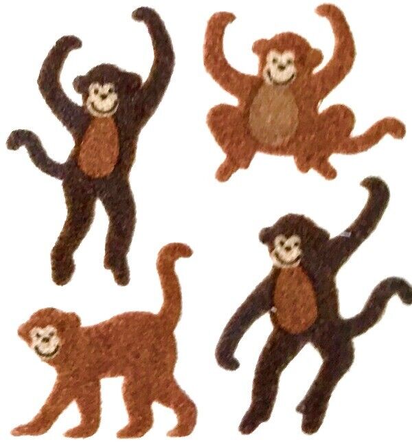*RETIRED*     Fuzzy MONKEY, MONKEYS Sandylion Stickers   ~VINTAGE~