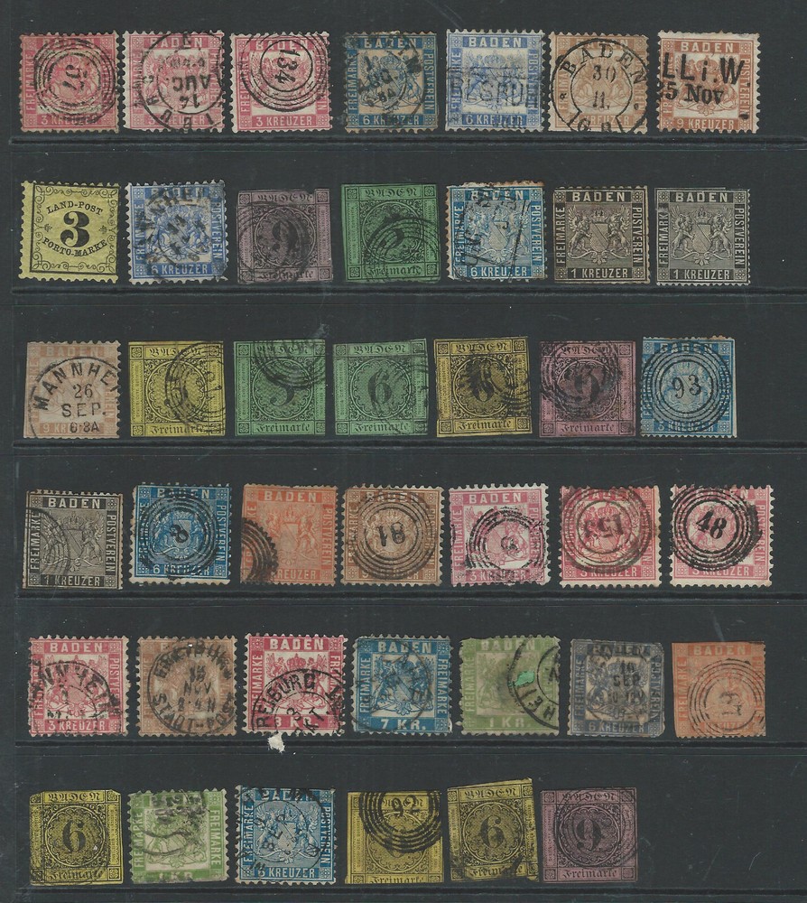 GERMANY - BADEN STAMPS ON ALBUM PAGE - UNCHECKED