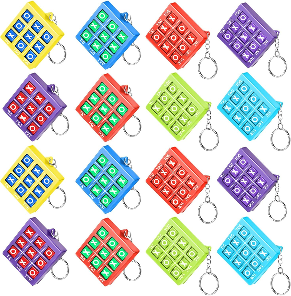 16-Piece Tic Tac Toe Keychain Set for Valentine's Day Party Favors & Goodie Bags