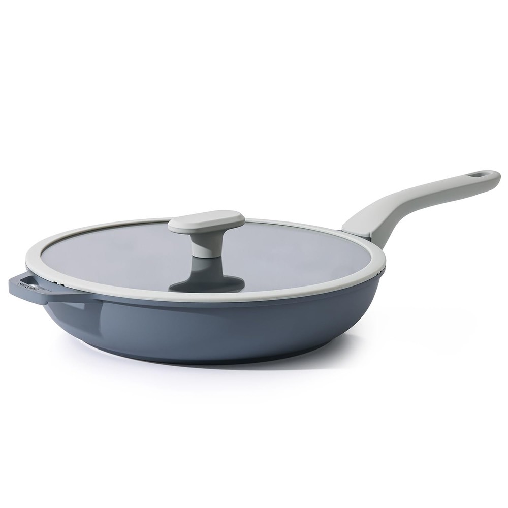 Nonstick Ceramic Frying Pan with Lid, Non-Toxic Skillet for Healthy Cooking, Eggs & Omelets