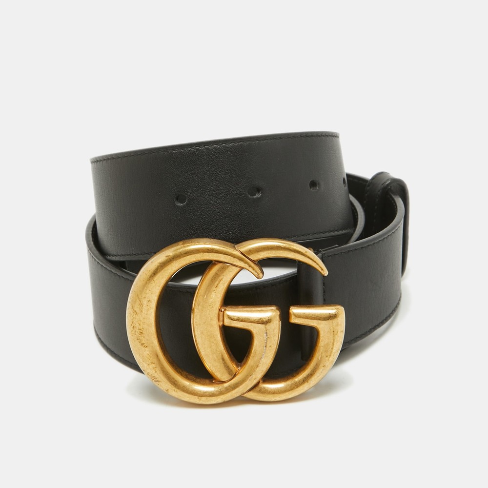 Gucci GG Marmont 75CM Black Leather Buckle Belt