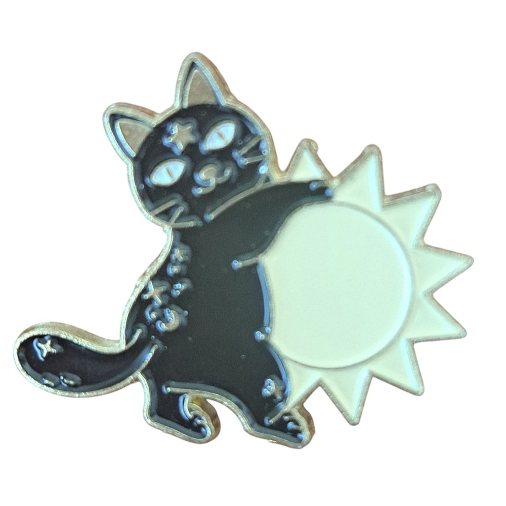 Black Cat Yellow Sun Enamel Lapel Hat Pin Stars Moon  1