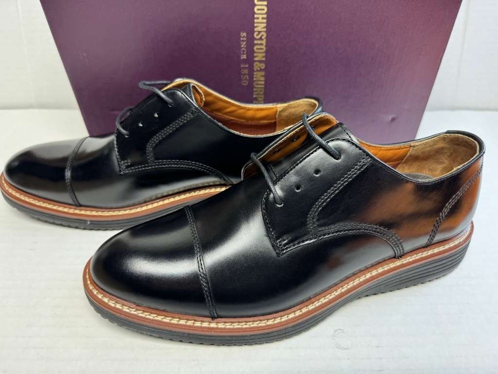 Johnston & Murphy  Upton Dress Cap Toe Shoes, Black Full Grain, 10.5