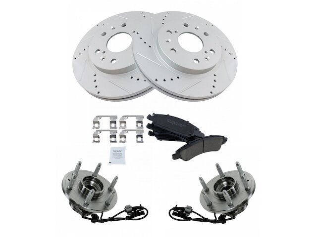 Front Brake Pad and Rotor and Wheel Hub Kit fits Avalanche 2008-2013 4WD 14FGMK