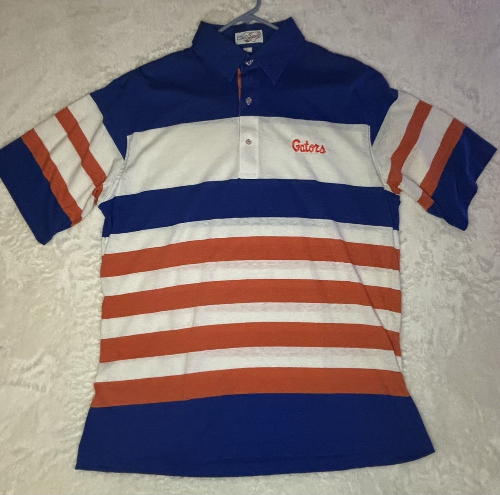 Vintage 80's Florida Gators Men's Polo Shirt Caro Sport Size Large Rare! ECU