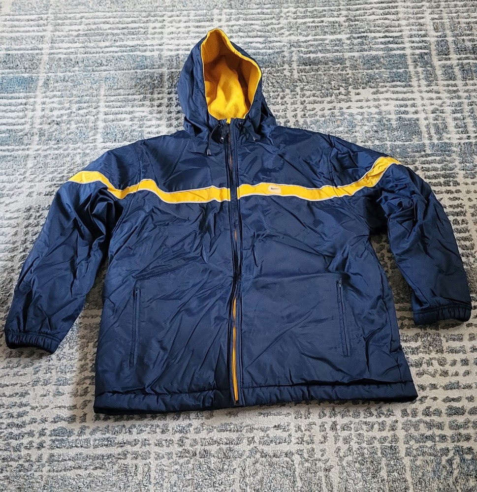 Vintage Nike Y2K  Reversible Fleece Lined Jacket Coat Blue Yellow Mens Large