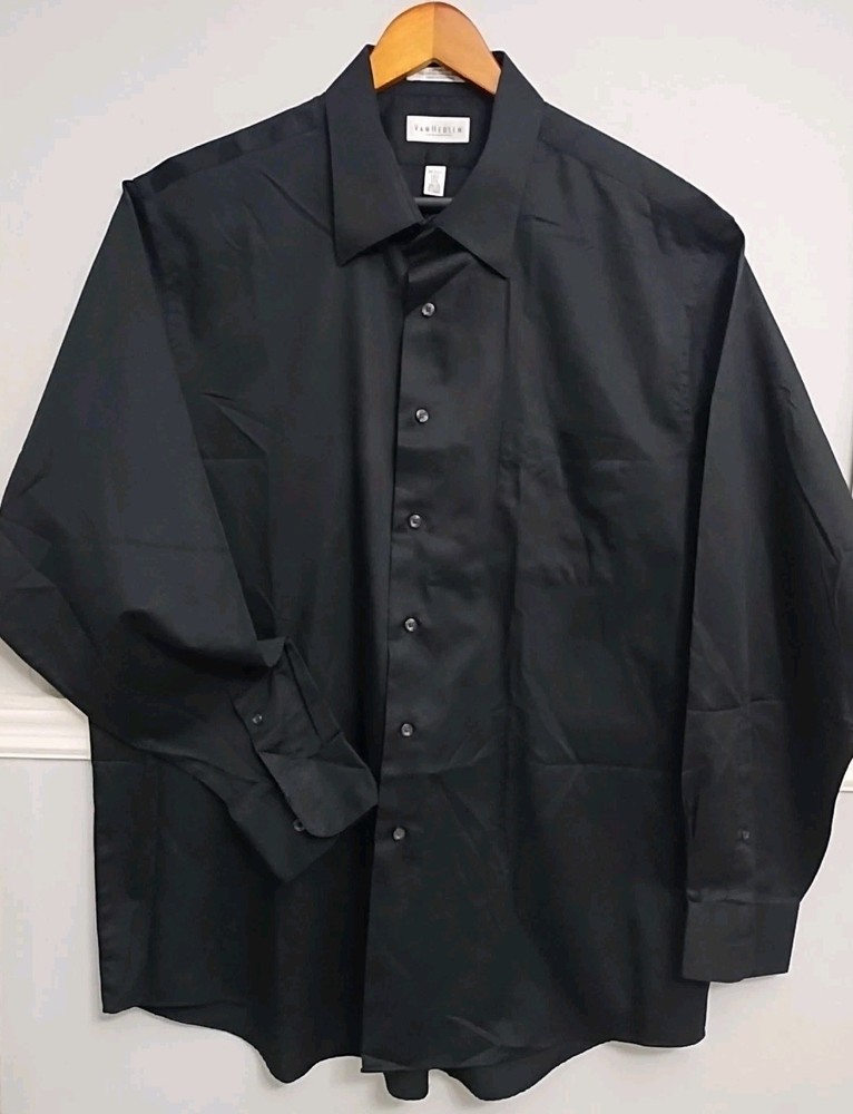 Van Heusen Men's Wrinkle Free Black 17 1/2 X-Large