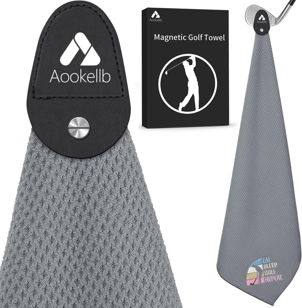 Magnetic Golf Towel with Deep Waffle Pockets for Easy Club Cleaning