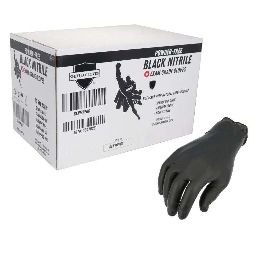 72,000 Black 2XL Nitrile Textured Disposable Gloves Powder-Free Bulk Pack