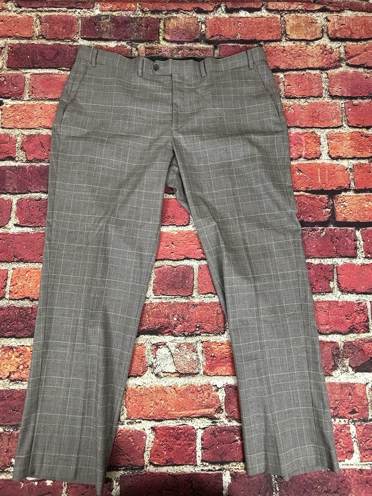 Sean John Plaid Y2k Pants Men 40X 34 Grey Plaid Dress Pants