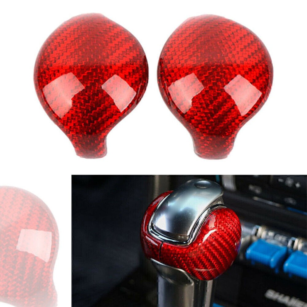 2x Carbon Fiber Red Interior Gear Shift Knob Trim Cover For Ford Mustang 2015-19