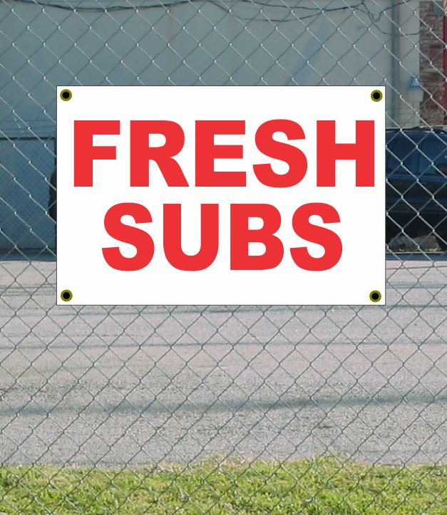 2x3 Fresh Subs Red & White Banner Sign - Discounted Size & Price with Free Shipping