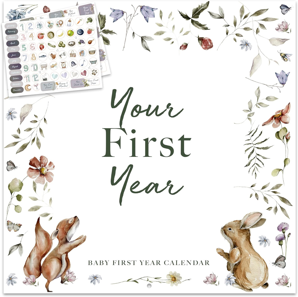 Baby S First Year Memory Book 1St Calendar with 102 Stickers Gift Set