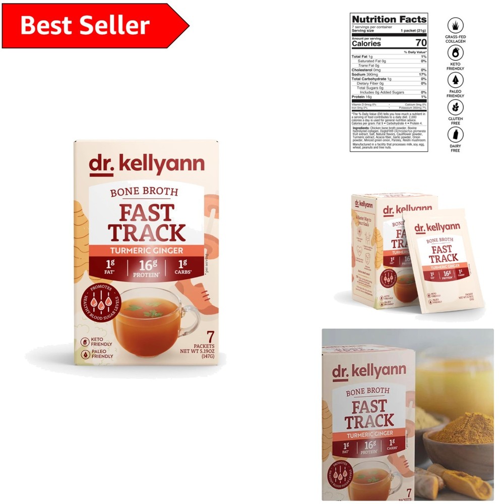 Keto Paleo Fast Track Bone Broth with 16g Protein in On-the-Go Packs