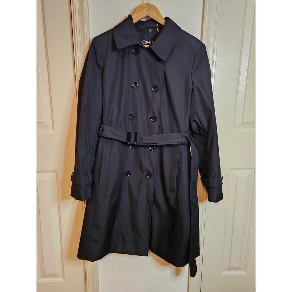 Calvin Klein Black Classic Trench Coat for Men Size Large