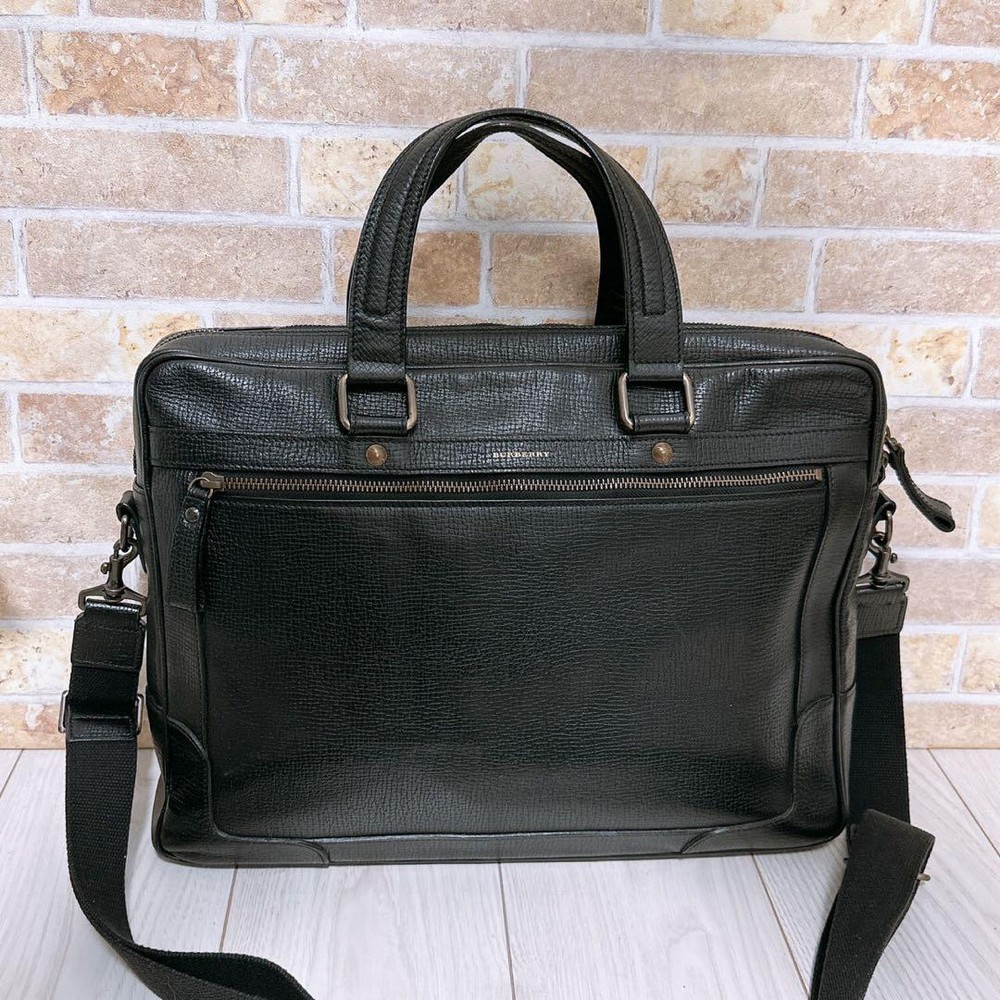Burberry 2way business bag Black Leather