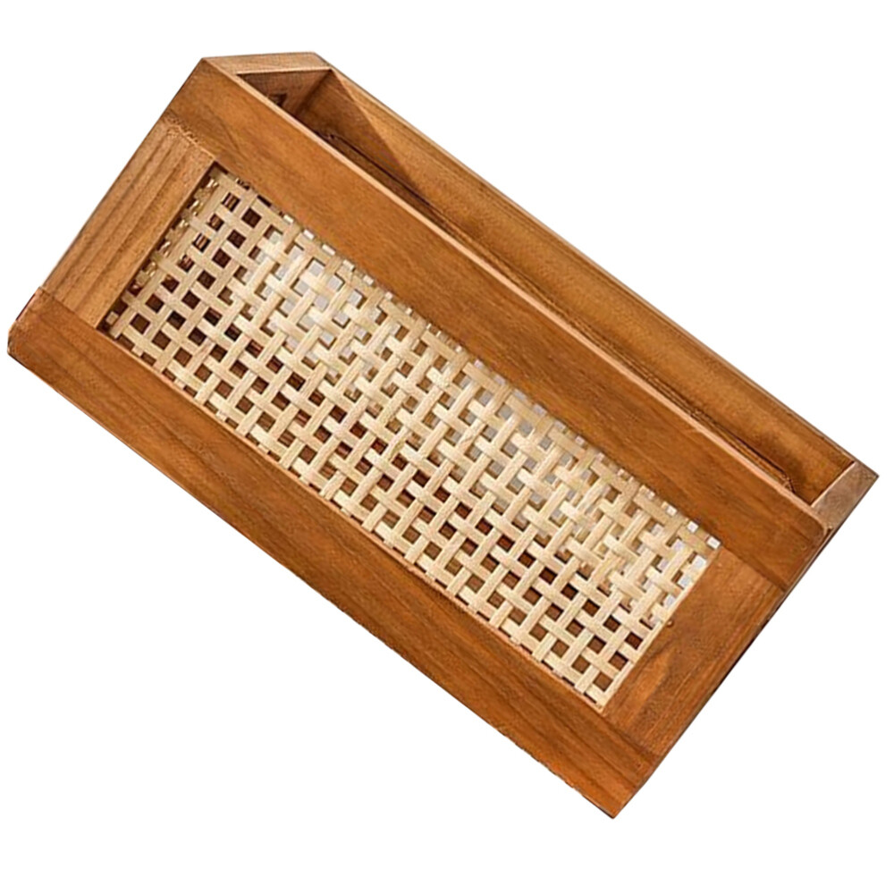 Solid Wood Vintage Rattan Storage Basket Attractive Sundry Container for Home Organization