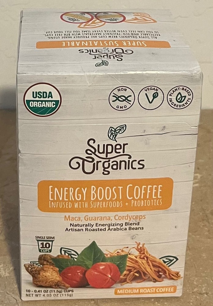 Super Organics Energy Boost Coffee 10 Cups EXP JUL2026
