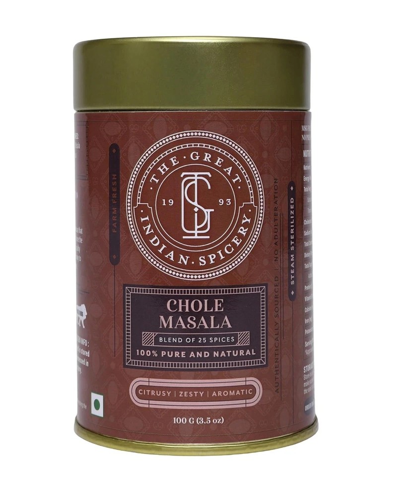 The Great Indian Spicery | Chole Masala 100gm Tin free shipping world wide