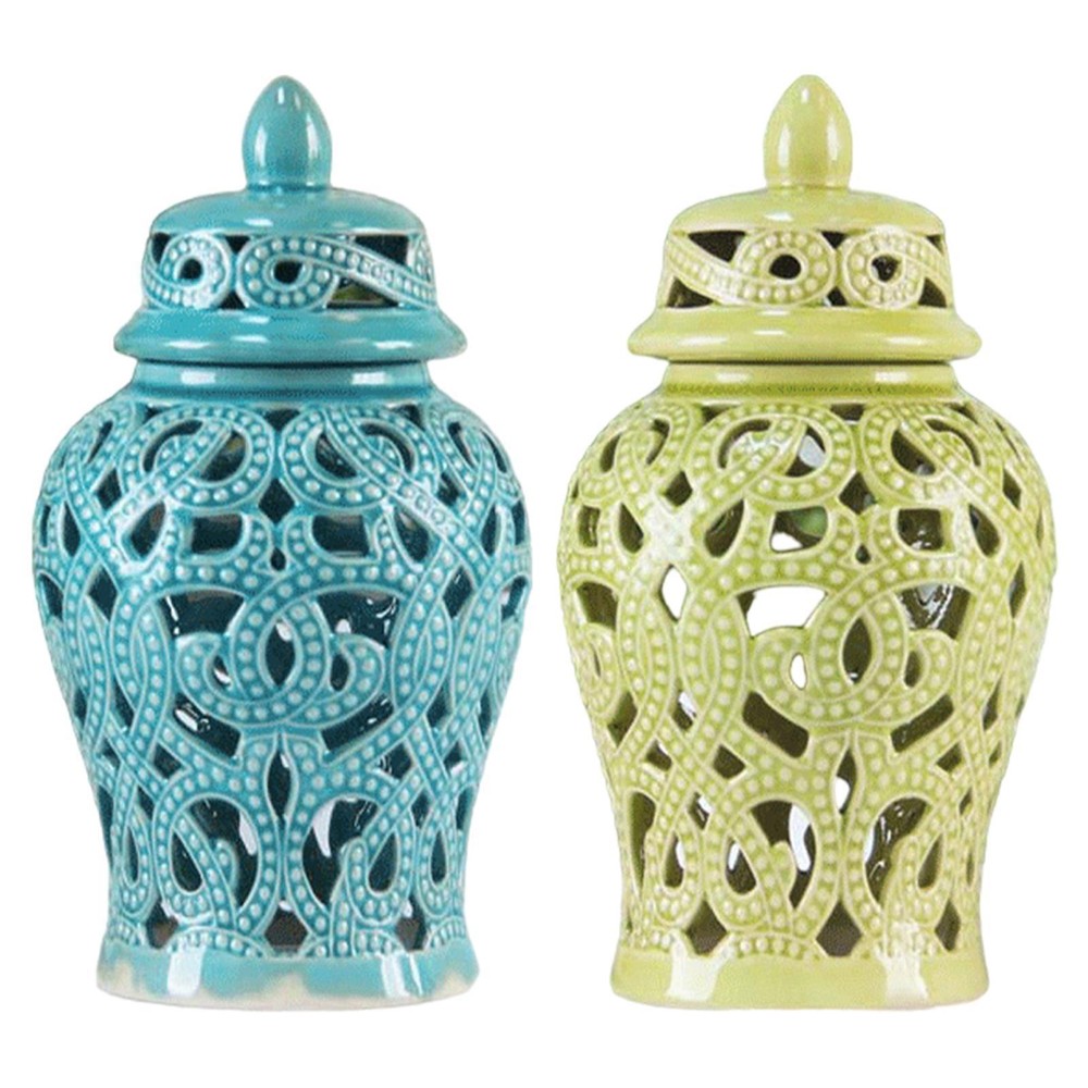 Flower Vase Ceramic Jar Multicolor Modern Solid with Lid Medium Daco Free Stand